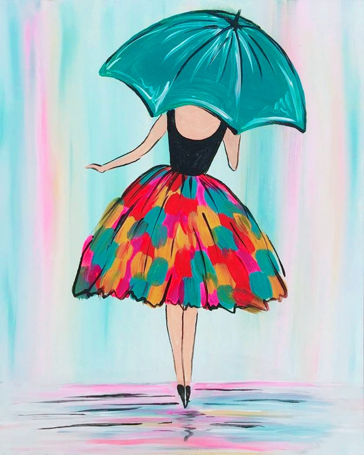 Buy Lady with umbrella Handmade Painting by KRITIKA VERMA. Code