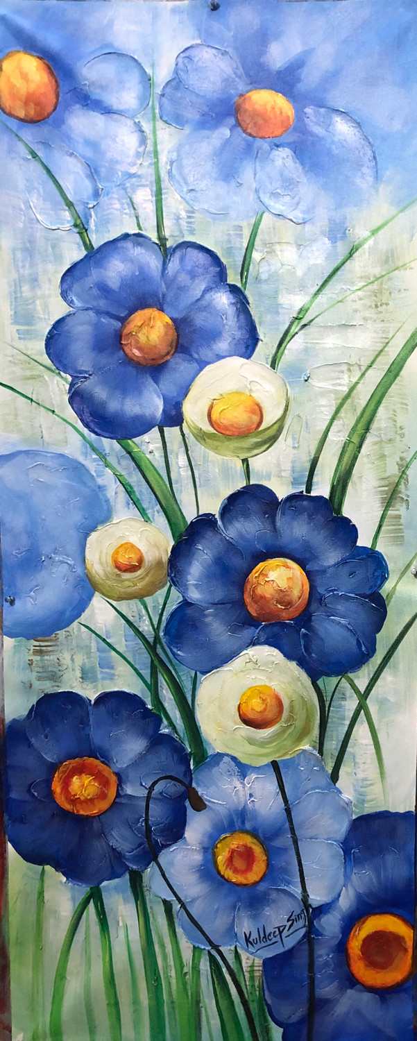 Buy Flower painting Handmade Painting by KULDEEP SINGH. Code