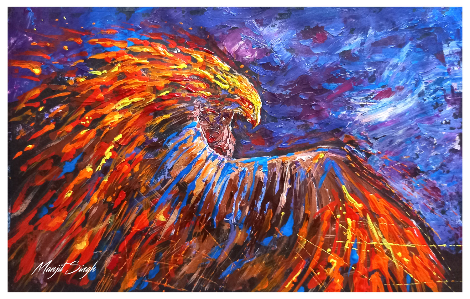 Buy Phoenix - Abstract, Expressionist, Mythical Painting Online