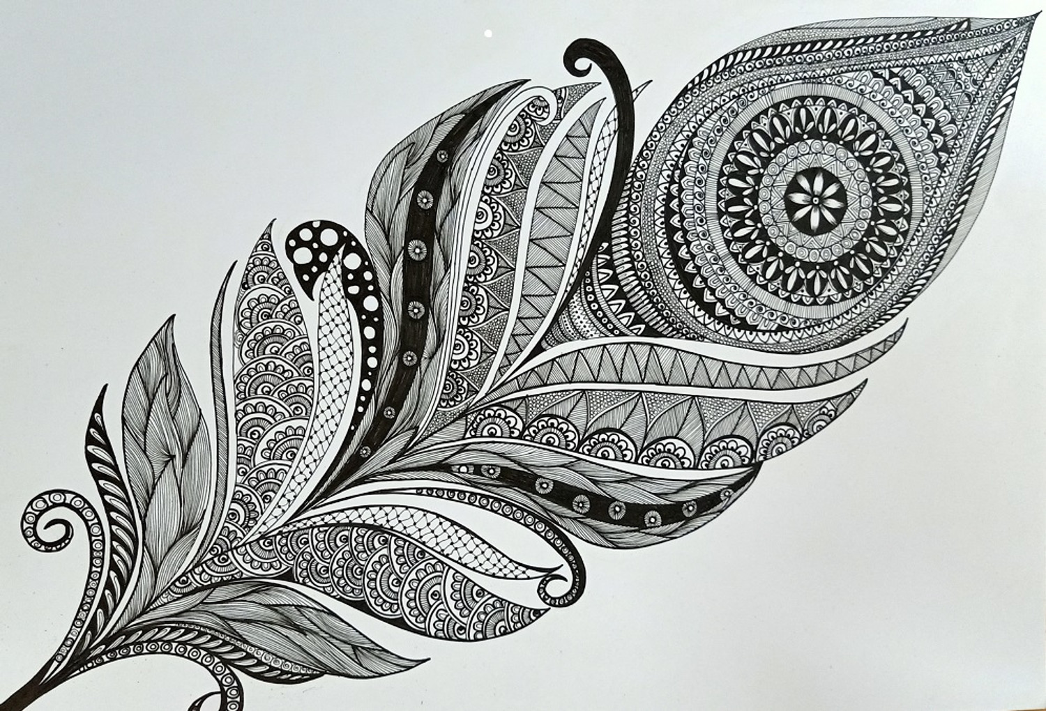 Buy Feather Mandala Handmade Painting by NEHA N VERMA. Code:ART_7253 ...