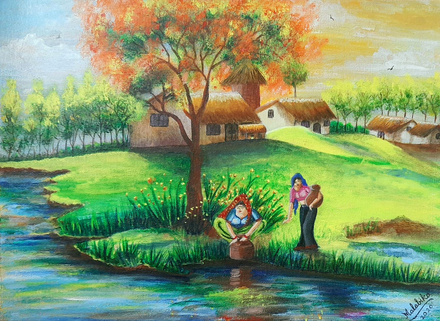 beautiful village scenery drawing with oil pastel color - YouTube | Oil  pastel colours, Scenery drawing for kids, Village scene drawing