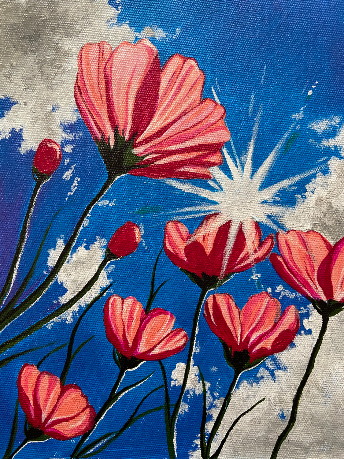 Buy Spring Flowers- acrylic painting Handmade Painting by SHREYASHI DAS.  Code:ART_7283_55701 - Paintings for Sale online in India.
