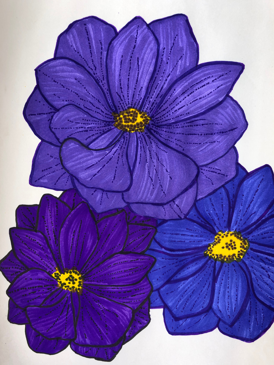 Buy Imaginative blue flowers on paper Canvas Art Print by GURKIRAT GILL.  Code:PRT_8002_56301 - Prints for Sale online in India.