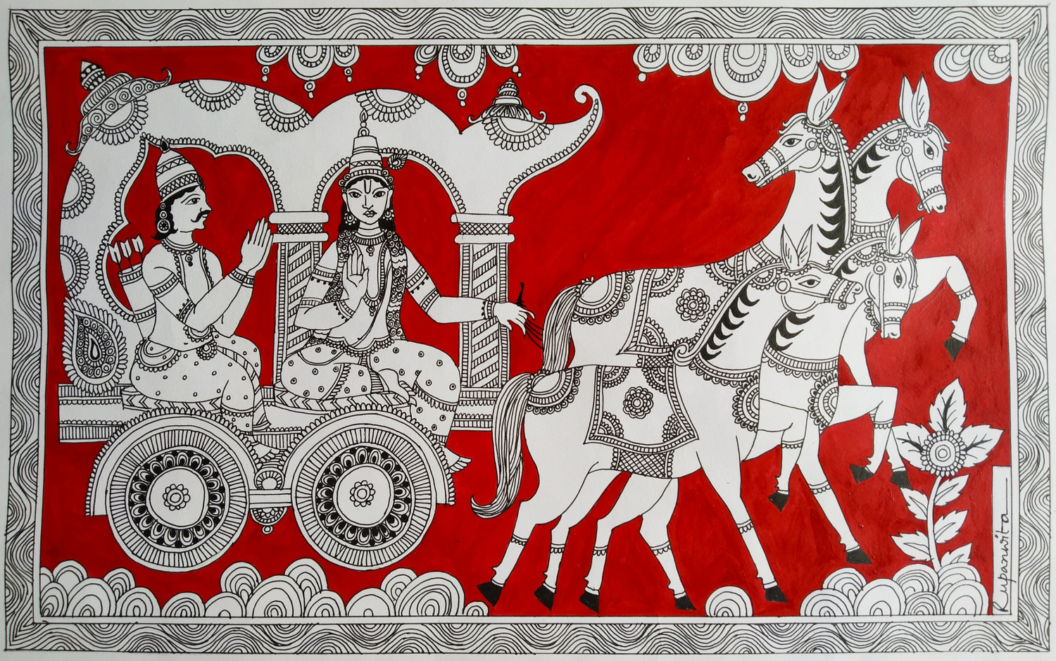 Best Shri Krishna Arjun Mahabharat painting Wall Canvas 05