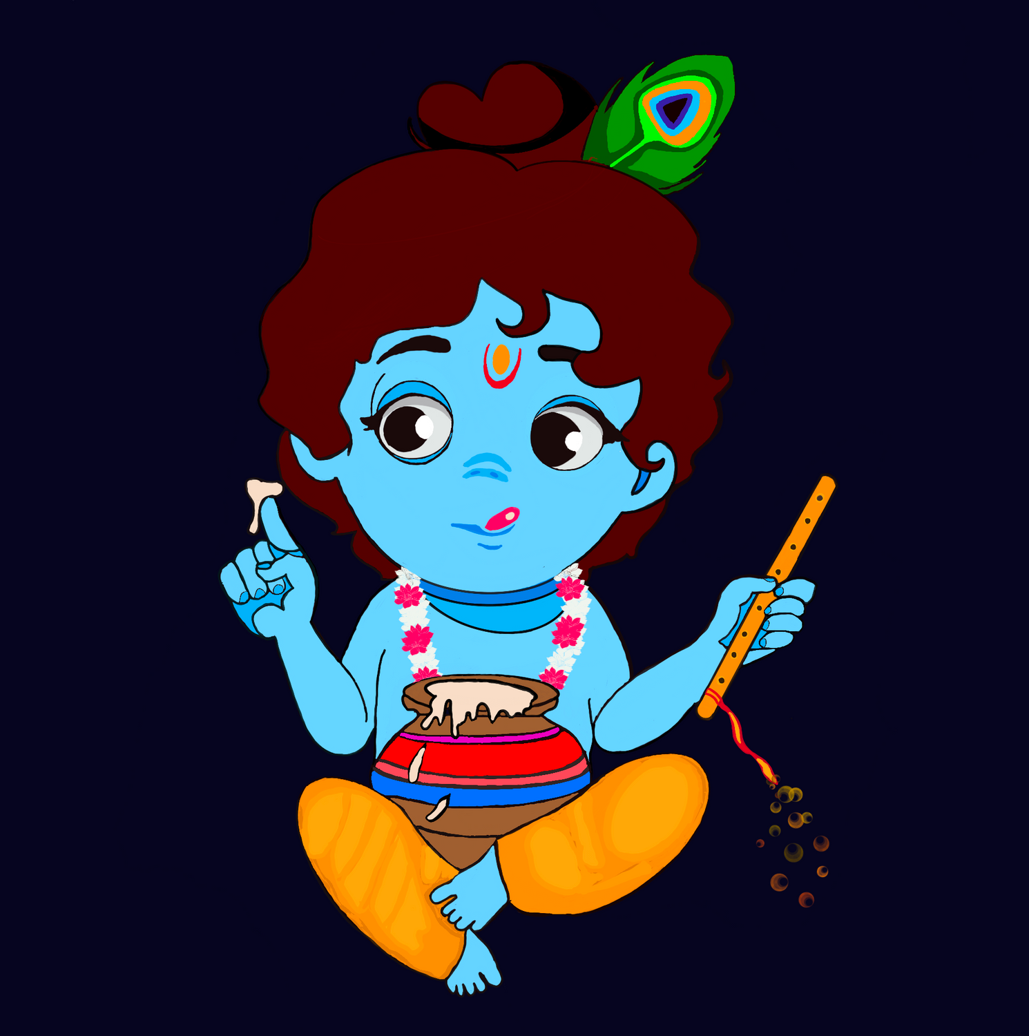 Buy Little Krishna Canvas Art Print by RAJU GANTA. Code:PRT_8823_70554 -  Prints for Sale online in India.