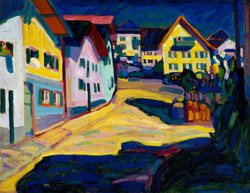 Murnau Burggrabenstrasse 1908 Vivid Village Street Landscape Bold,  Expressive, Geometric Canvas Art Print