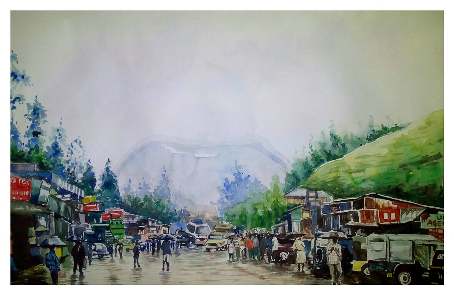 Beautiful hill station view of Kerala Painting by Prasanth KP | Saatchi Art