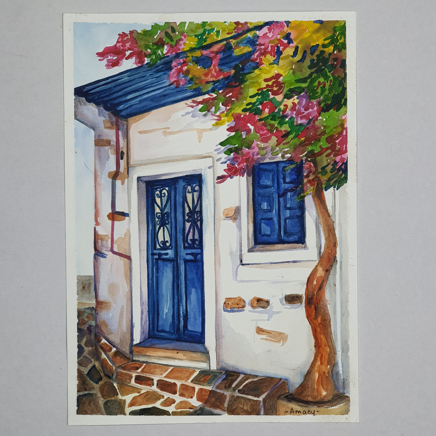 GREEK WINDOWS - Watercolor painting