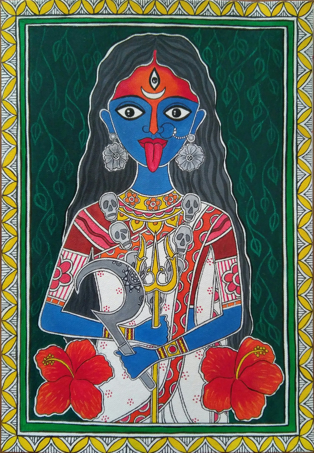 UNICEF Market | Signed Goddess Kali Watercolor Painting on Handmade Paper -  Goddess Kali