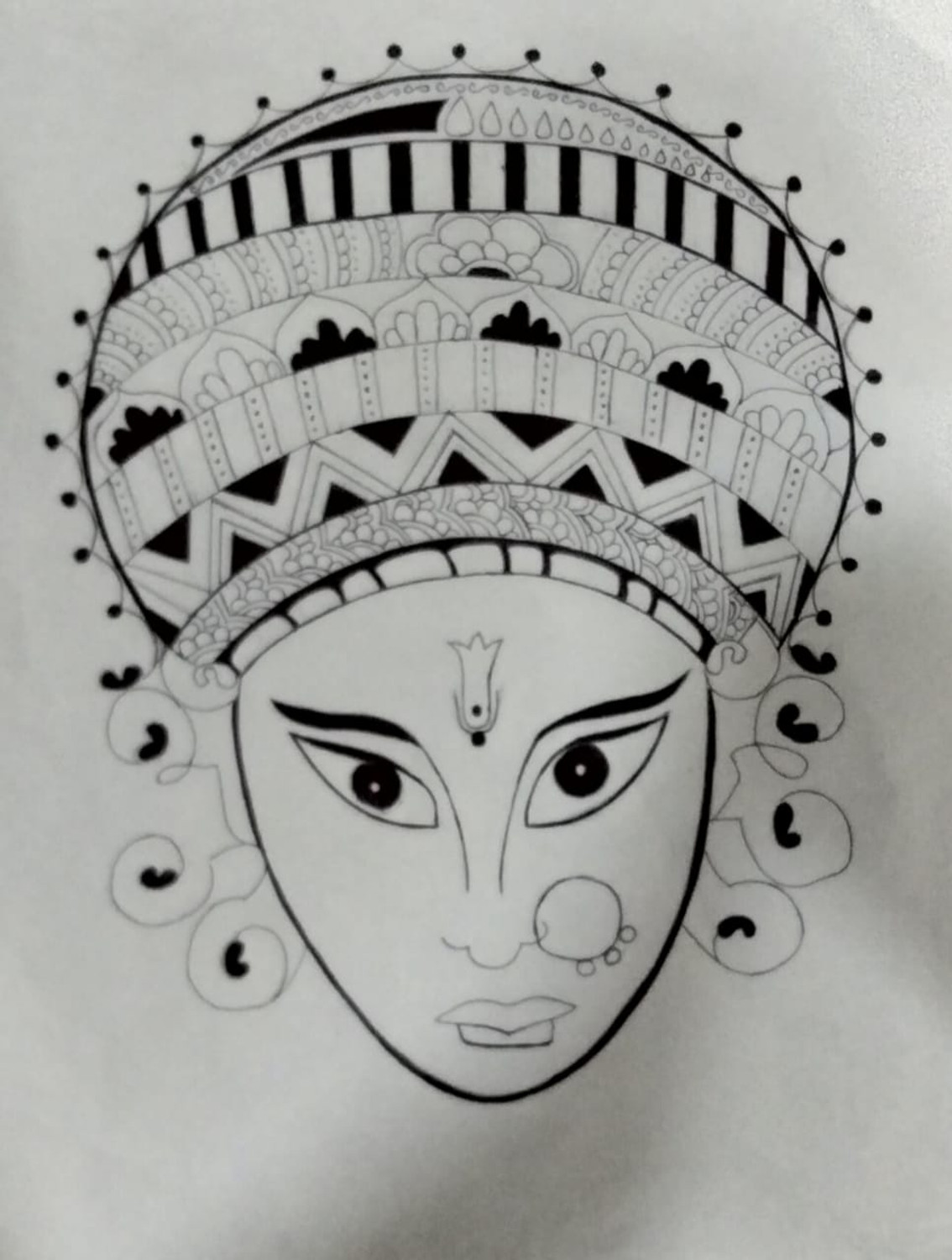 Sketch of Goddess Durga Maa or Durga Closeup Face Design Element in Outline  Editable Vector Illustration for a Dasara Festival Stock Vector -  Illustration of mask, ceremony: 197203894