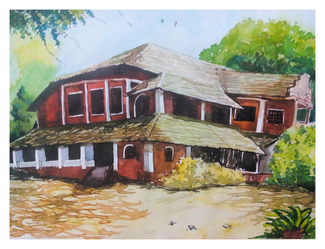 traditional indian house drawing