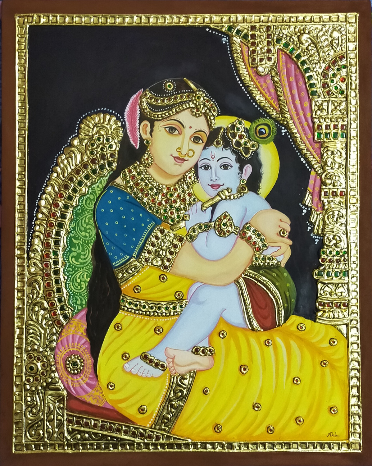 Madhubani Painting Baby Krishna With Mother Yashoda Madhubani Painting Madhubani Painting Baby Krishna With Mother Yashoda Madhubani Painting