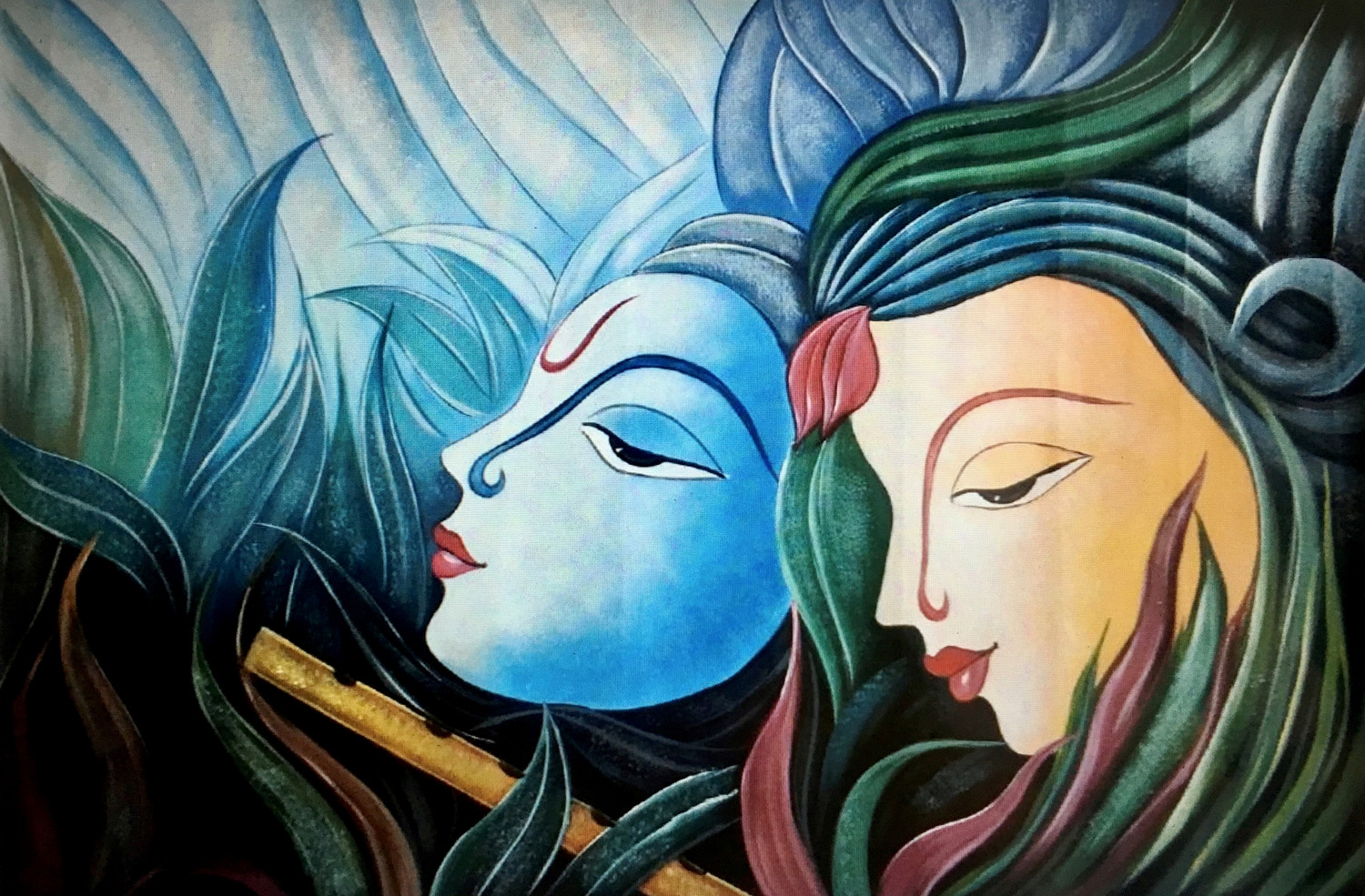 Modern Indian Art , Radha Krishna Painting , Indian Decor , Hindu God Art ,  Contemporary Art , Indian Painting , Krishna Painting - Etsy