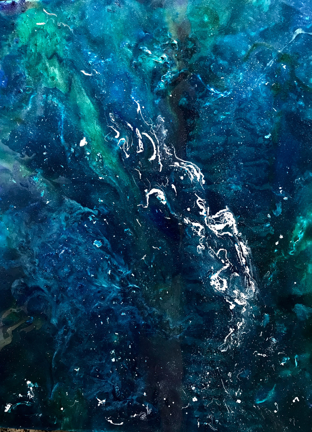 Buy Abstract Blue Green - Abstract, Fluid, Expressionist Painting