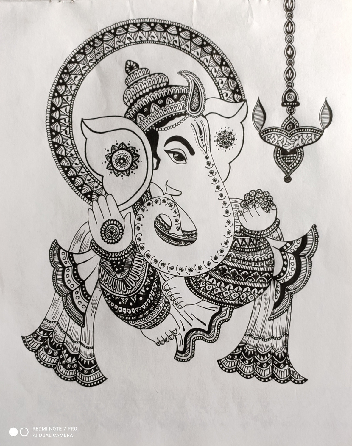 Drawing of Ganesh ji from doodle art | Boho art drawings, Madhubani art,  Ganesh art paintings