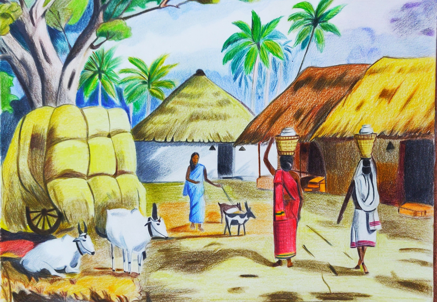 village scene painting for kids