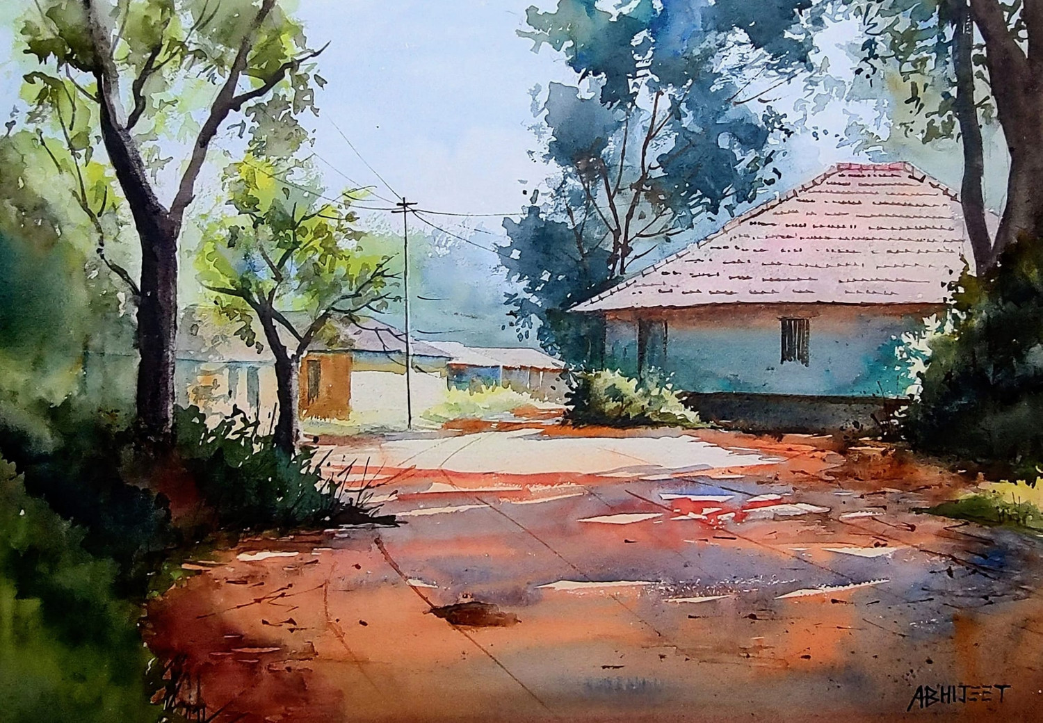 Buy Village Scene Handmade Painting by ABHIJEET BAHADURE. Code:ART_4431 ...