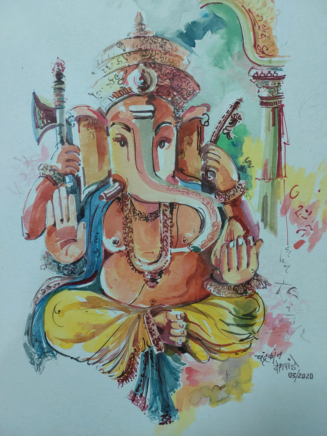 Colour pencil drawing of Ganesh ji 🌸🕉️ How's it guys?🤔 . . . . |  Instagram