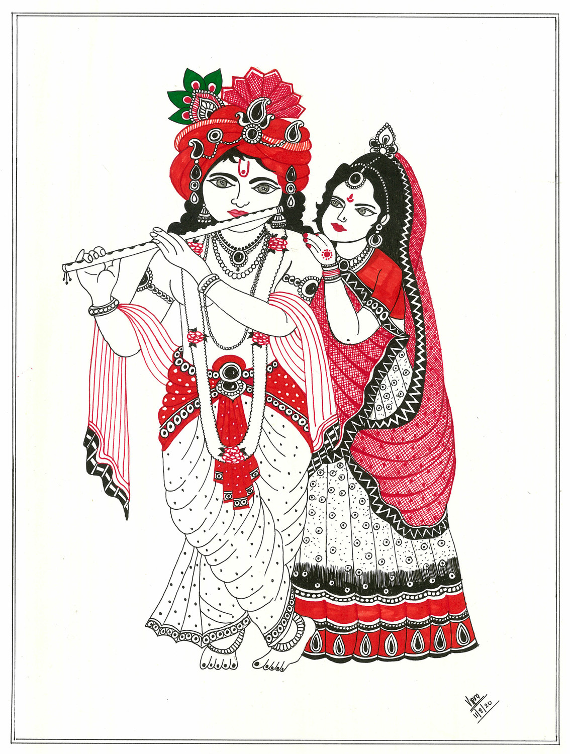 Laltu Chitrakar-Krishna Radha khela – The Curators Art