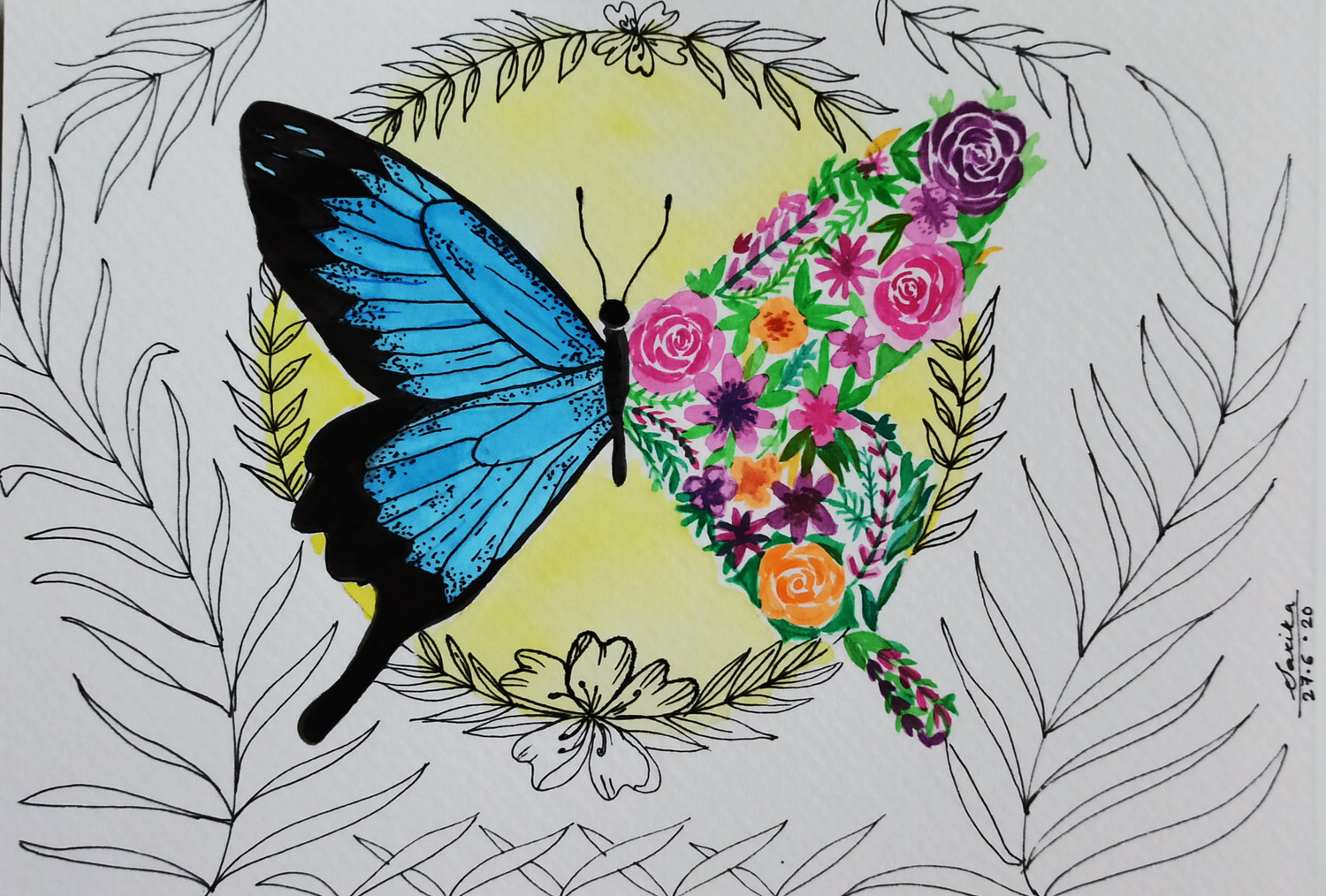 How to Draw & Watercolor Four Colorful Butterflies - Cecilie Okada Design