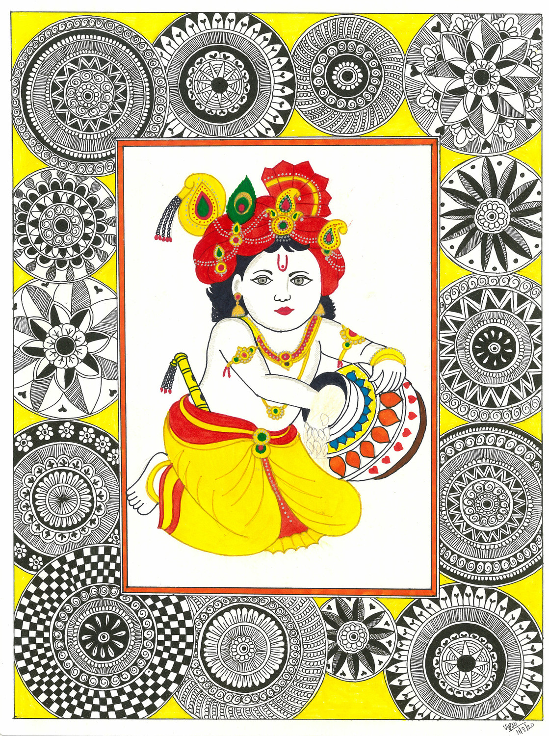 Baby Krishna drawing | Mom drawing, Krishna drawing, Mandala design art