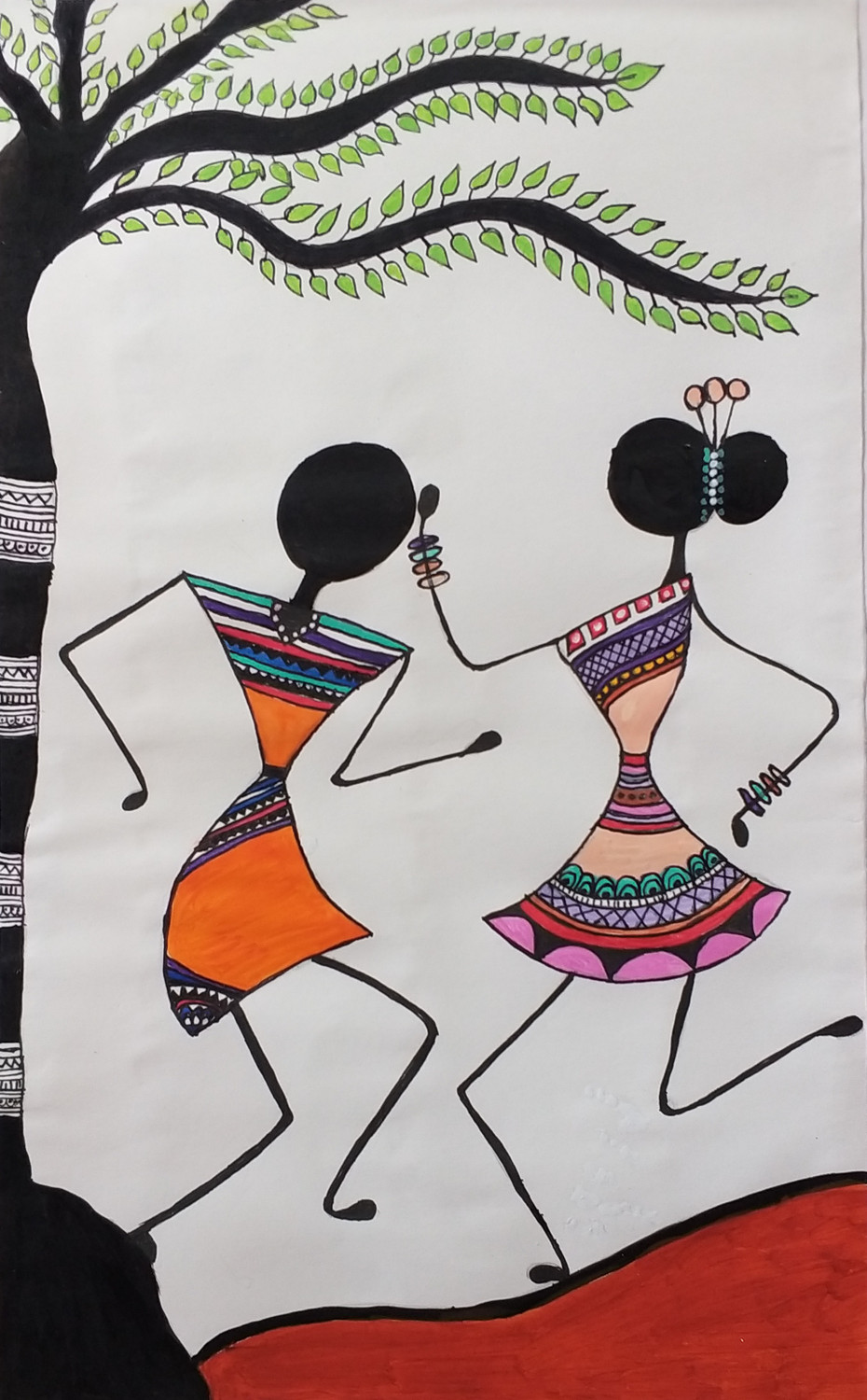Buy Warli Folk Art Canvas Art Print by ANUPA PAUL. Code