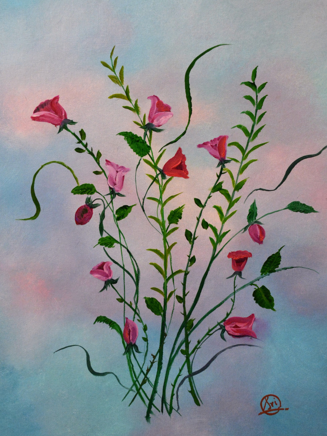 Buy Simple Floral Handmade Painting by SRIDHAR R. Code