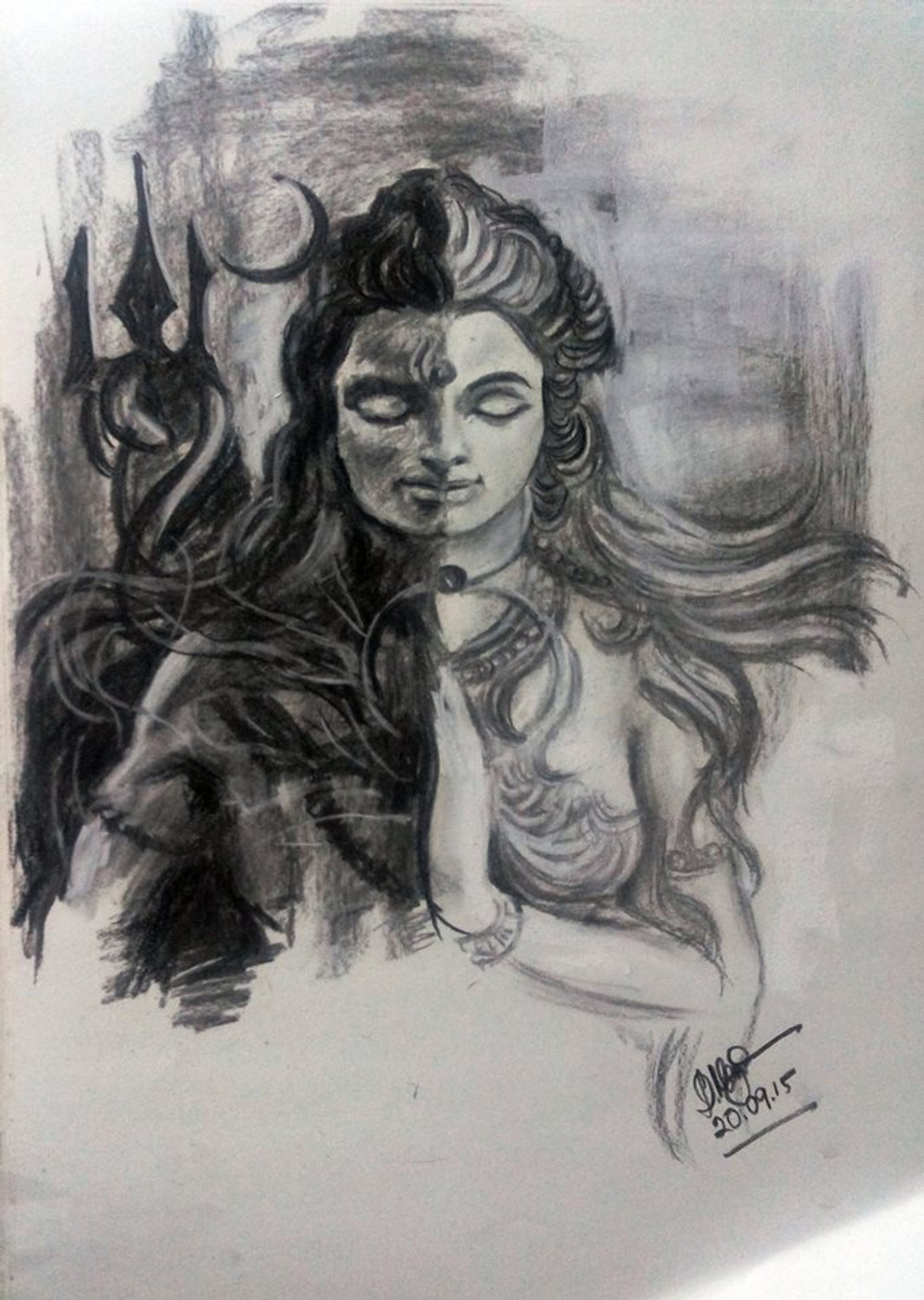 Lord Shiva Parvati ❤️ . . Medium charcoal+graphite pencil sketch on A3 size  sketchbook Time taken:- 5… | Instagram