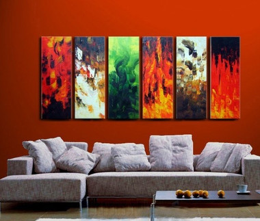 Magic of Colors  - Handpainted Art Painting - 60in X 30in (10in X 30in each X 6pcs)