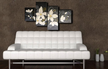 White Lilies - Handpainted Art Painting - 55in X 28in (Details Inside)
