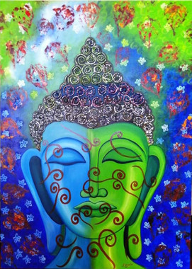 Buddha (ART_2830_20038) - Handpainted Art Painting - 24in X 42in