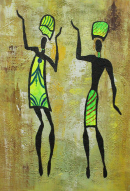 African Art 14 (ART_1522_21710) - Handpainted Art Painting - 12in X 18in