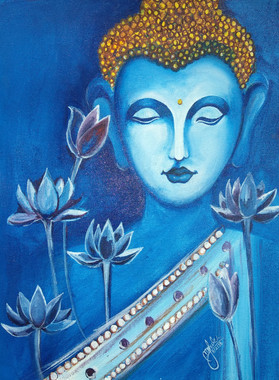 Gautam buddha paintings (ART_2979_25738) - Handpainted Art Painting - 12in X 16in