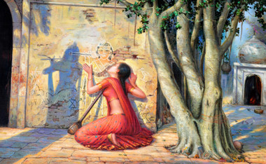 Meera's Mohan (ART_1246_7368) - Handpainted Art Painting - 36in X 24in