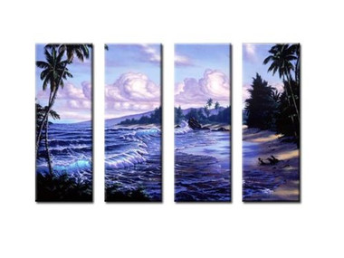 Evening By The Shore - Handpainted Art Painting - 48in X 36in