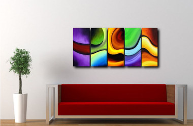Mega Flow - Handpainted Art Painting - 60in X 24in (12in X 24in each X 5pcs.)