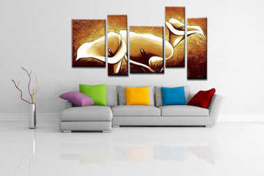 Lilies Multi Piece - Handpainted Art Painting - 64in X 30in (Details Inside)