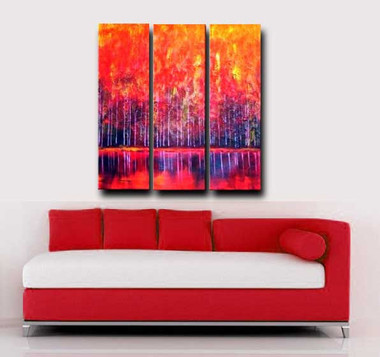 The Other Side - Handpainted Art Painting - 36in X 36in(12in X 36in each X 3Pcs.)