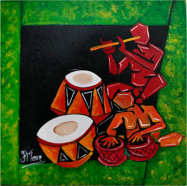 MUSICIAN : TABLA VADAK   (ART_1033_64185) - Handpainted Art Painting - 12in X 12in