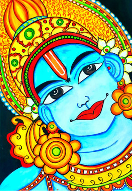 Kerala Mural painting  (ART_8415_65188) - Handpainted Art Painting - 11in X 16in