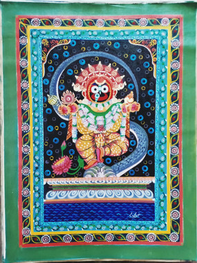 Lord Jagannath  (ART_7272_65554) - Handpainted Art Painting - 18in X 24in