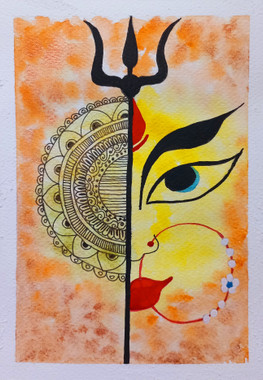 Durga Goddess The Symbol of Strength & Beauty (Part 1) (PRT_8429_70332) - Canvas Art Print - 20in X 30in