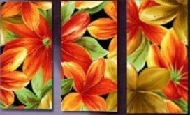 Fresh Life - 42in x 28in (14in x 28in X 3pc),RTCS_16_4228,Community Artists Group,multi,multipeice,flowers, Florals,Museum Quality - 100% Handpainted,multipiece paintings