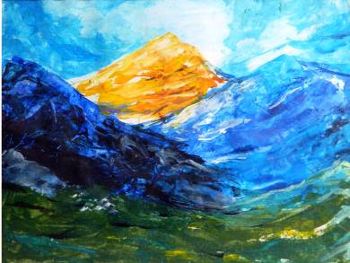 Blue Himalaya 14in X 10in Art Past20 1410 Acrylic Colors Paper Museum Quality 100 Handpainted Artist Padmaja Sawant Buy Online Painting In India