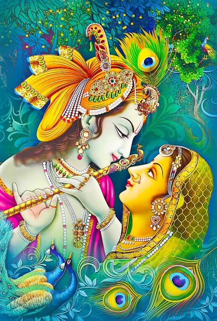 Shop Radha Krishna 07 Prt1717 Canvas Art Print 28in X 56in