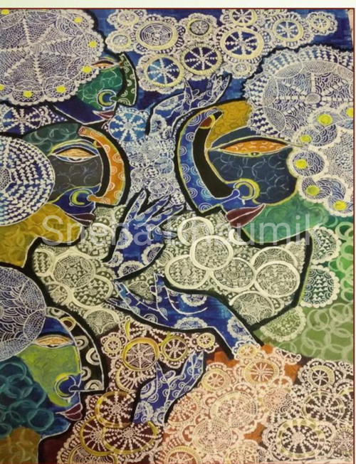 CONVERSTION MADHUBANI ART ACRYLIC PAINTING ORIGINAL SIGNED ARTWORK (ART_7549_49142) - Handpainted Art Painting - 18in X 24in CONVERSTION MADHUBANI ART ACRYLIC PAINTING ORIGINAL SIGNED ARTWORK (ART_7549_49142) - Handpainted Art Painting - 18in X 24in