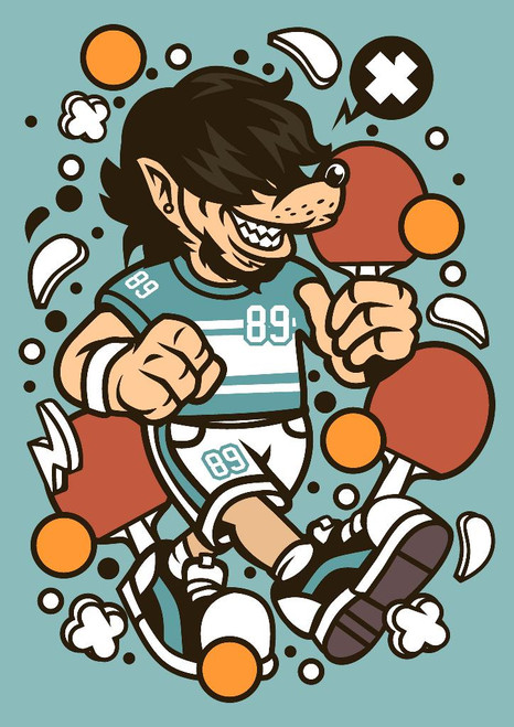 Wolf Ping Pong (PRT_2492) - Canvas Art Print - 21in X 29in Wolf Ping Pong (PRT_2492) - Canvas Art Print - 21in X 29in