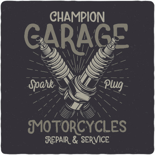 Shop Champion Garage (PRT_2772) Canvas Art Print 28in X 28in Canvas