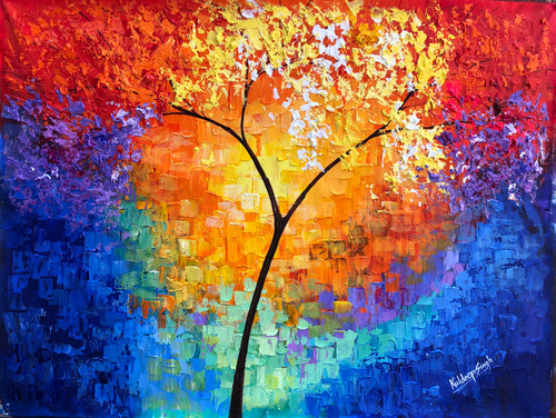 Tree painting (ART_6706_53415) - Handpainted Art Painting - 48in X 36in Tree painting (ART_6706_53415) - Handpainted Art Painting - 48in X 36in