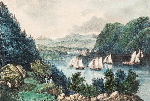Up The Hudson By Nathaniel Currier (PRT_6775) - Canvas Art Print - 26in X 17in Up The Hudson By Nathaniel Currier (PRT_6775) - Canvas Art Print - 26in X 17in